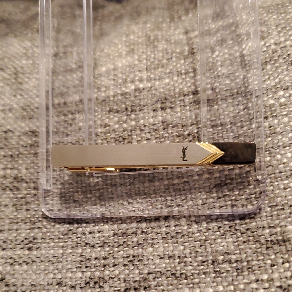 YSL Silver and Gold Tie Clip